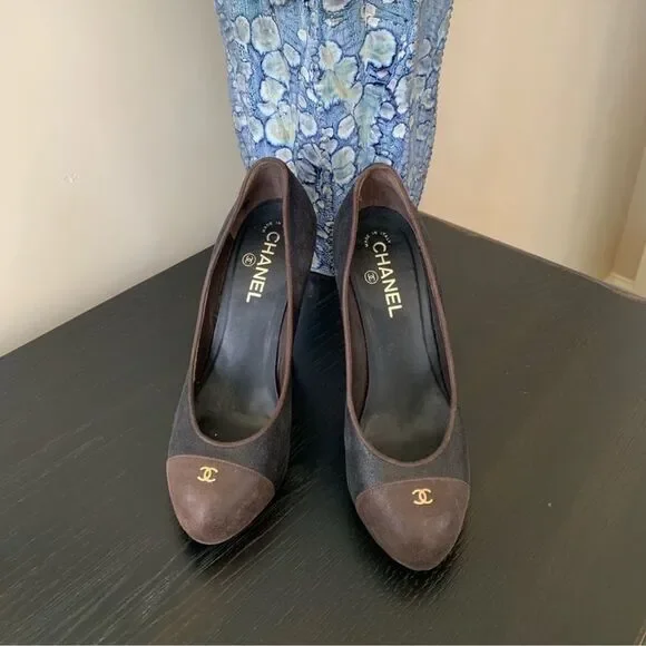 Authentic ICONIC Chanel Chunky Heel Shoes Block Heel Color Block 38.5 - Picture 1 of 11